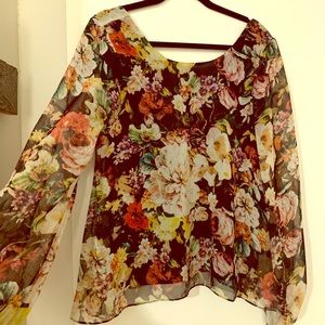 Long-sleeve floral top! Lower back.